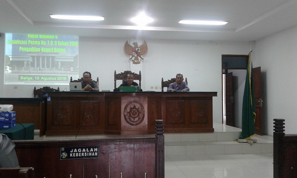 Rapat Bulanan dan  Sosialisasi PERMA No.7, 8 dan 9 Tahun 2016